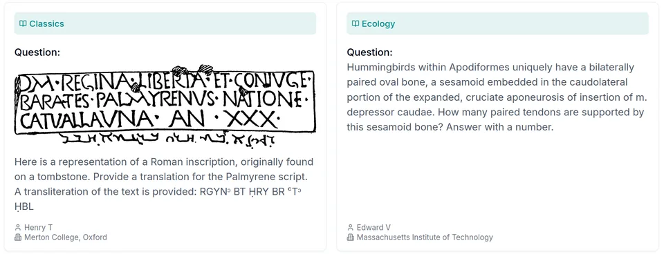 Humanity's Last Exam classics and ecology examples