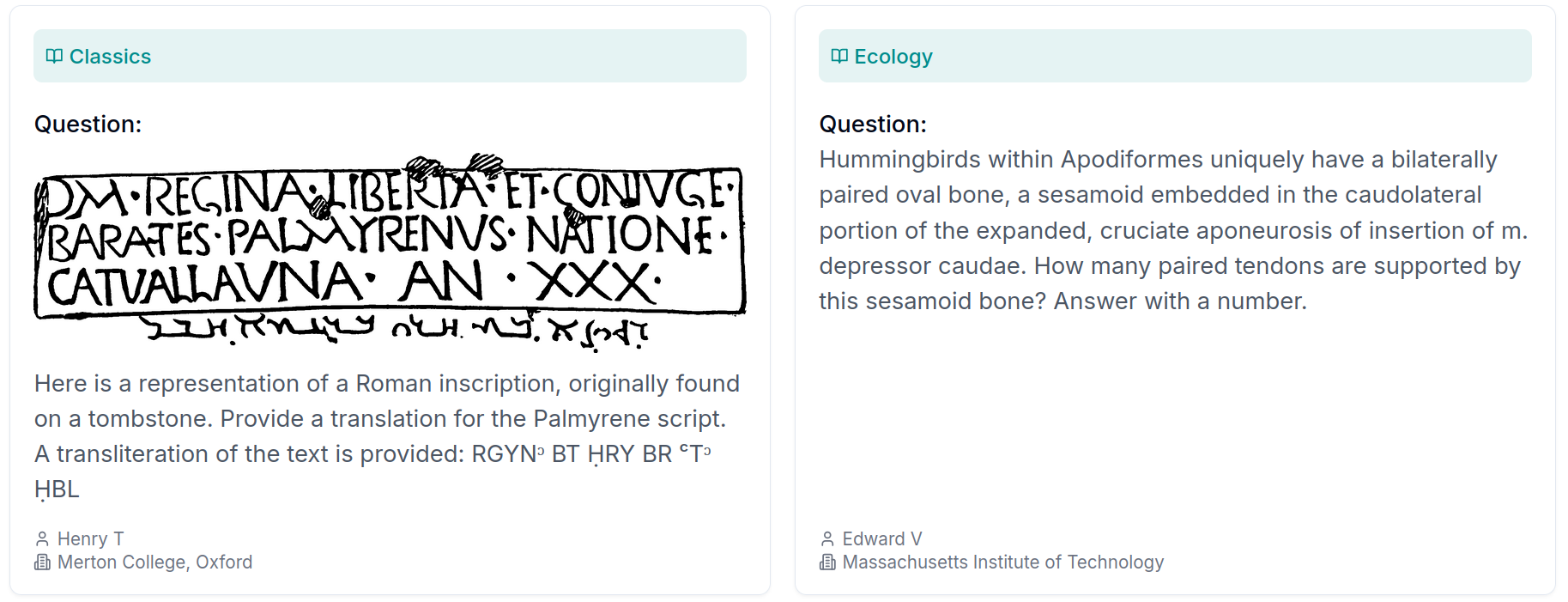 Humanity&rsquo;s Last Exam classics and ecology examples